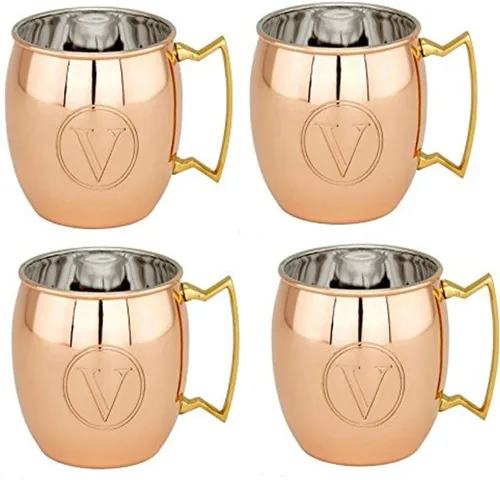 Vista 19 de Old Dutch International Taza sólida Moscow Mule, 16 onzas, monograma A, cobre