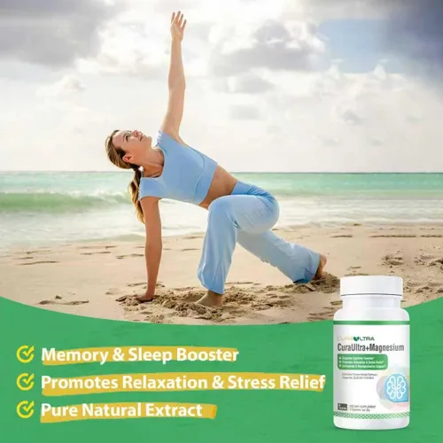 Vista 6 de Óxido de magnesio y glicinato extra fuerte, suplemento de magnesio de alta absorción con vitamina, cúrcuma, curaUltra para memoria, enfoque