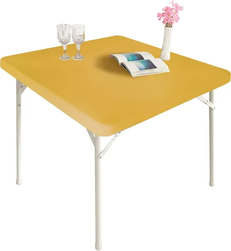 Vista 12 de Mantel elástico para mesa auxiliar de cóctel, ajustable de elastano, tamaño pequeño, para mesa auxiliar, 24 x 24 pulgadas, color beige