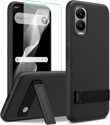 Vista 12 de Funda de teléfono compatible con Alcatel 1 2021 (5.0 pulgadas) con protector de pantalla de cristal, [3 formas de soporte] Funda protectora