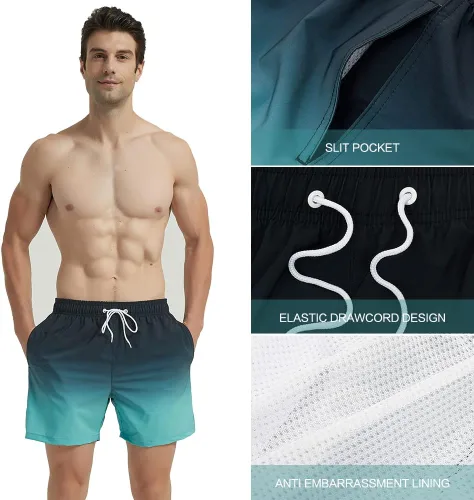 Vista 5 de Mywu Traje de baño para hombre, de secado rápido, con entrepierna de 5 pulgadas