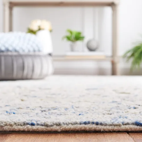 Vista 4 de Martha Stewart x SAFAVIEH - Colección de alfombras de área, 2 pies 3 pulgadas x 8 pies, marfil y azul, lana hecha a mano, ideal para sala de estar