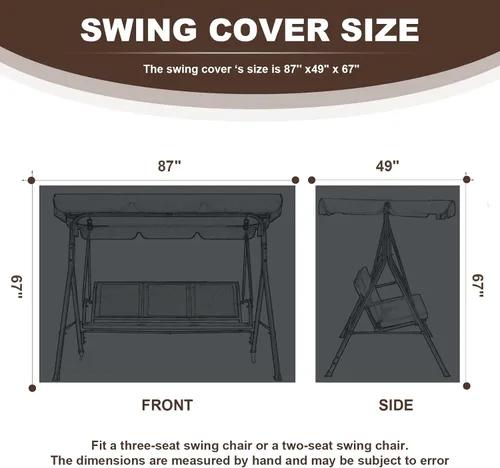 Vista 4 de Funda para columpio de exterior, impermeable 420D, resistente al agua, para columpio de 3 plazas, 87 x 49 x 67 pulgadas, protector resistente a