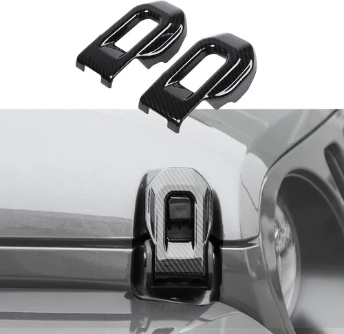 Vista 16 de RT-TCZ Cubierta de pestillo de capó, soportes exteriores de bloqueo de capó, accesorios de decoración de ABS para Jeep Wrangler JL JLU y Gladiator