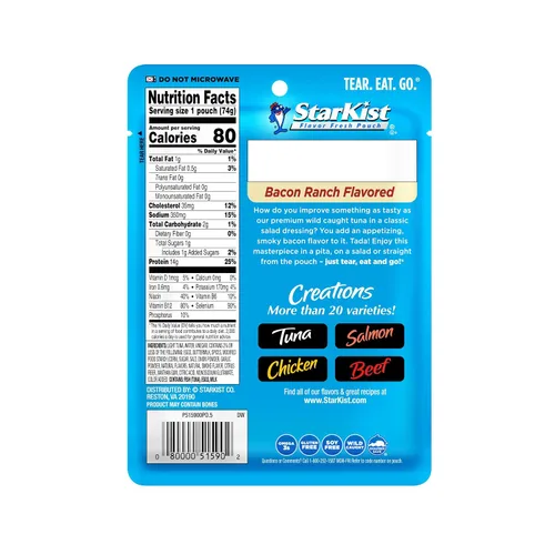 Vista 2 de StarKist Tuna Creations Ginger Sesame - Sabor de jengibre y sésamo para atún 14g Protein Per Serving, Wild Caught, Shelf Stable Seafood, Gluten