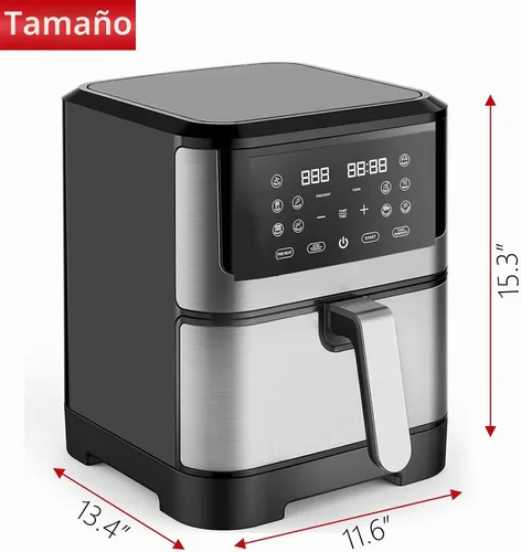 Vista 7 de Freidora de aire tamaño familiar de 8 cuartos de galón, 10 funciones digitales de un solo toque, cocción rápida de 400 °F, 80% menos de aceite