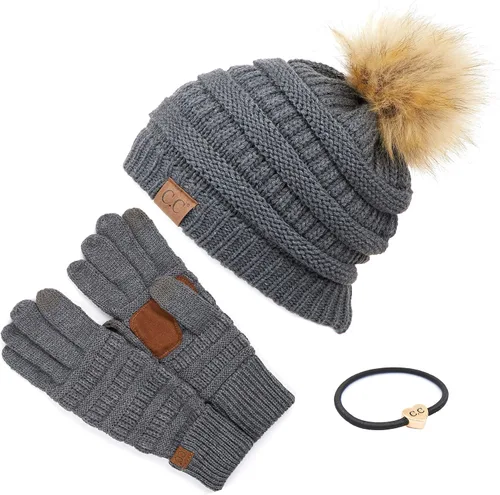 Vista 11 de Gorro unisex liso con pompón y ribete (HAT-43) de C.C Hatsandscarf Exclusives Marfil
