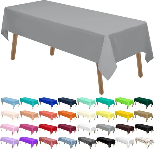 Vista 11 de Manteles de Plástico Azul Claro Paquete de 2 Cubiertas de Mesa Desechables 54 x 108 Pulgadas Manteles para Baby Shower Fiesta PEVA Manteles Azul