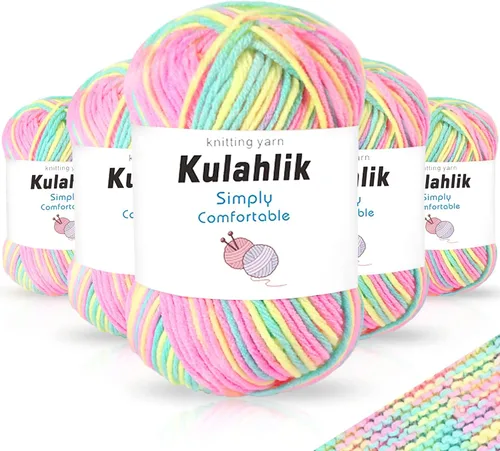 Vista 83 de 50g (1x50g) Hilo Acrílico para Crochet y Tejido, Hilo Degradado Colorido, 1 Rollo de Madejas, Hilo Acrílico Multicolor, Perfecto para Proyectos