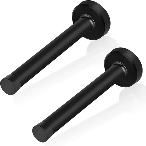 Vista 9 de Topes de puerta, tope de puerta de 5 pulgadas de largo, montaje en pared, tope de puerta negro sólido de servicio pesado de acero inoxidable