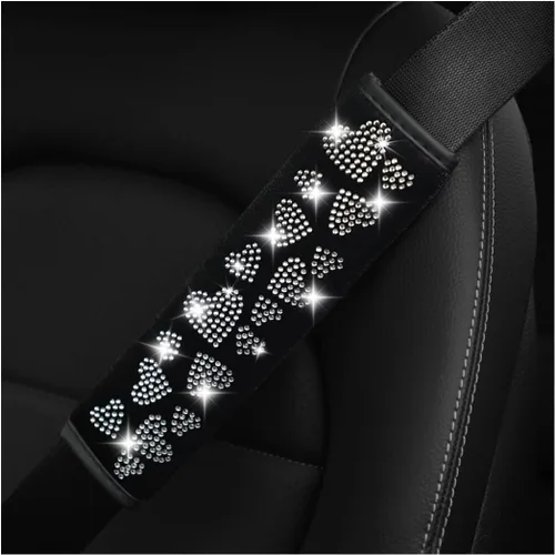 Vista 8 de 2 fundas brillantes para cinturón de seguridad de automóvil, almohadilla protectora suave para hombros y cuello, cojín de cinturón de seguridad