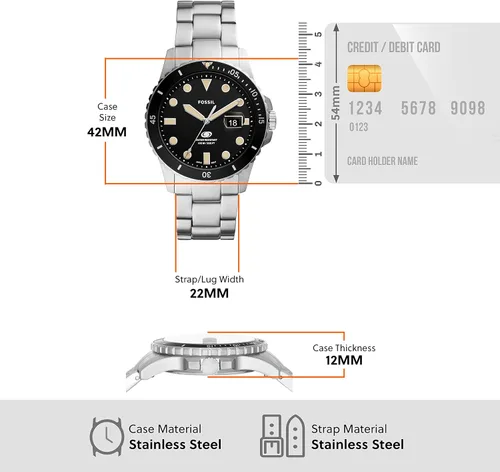 Vista 5 de Fossil Reloj casual de cuarzo azul para hombre inspirado en buceo