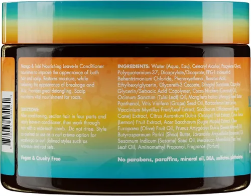 Vista 7 de Mielle Organics Mango & Tulsi Acondicionador nutritivo sin enjuague para cabello rizado, acondicionador hidratante sin enjuague con protección