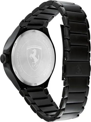 Vista 3 de Ferrari Scuderia Pista - Reloj de pulsera de cuarzo de acero inoxidable y eslabones para hombre color negro modelo 0830866 plateado