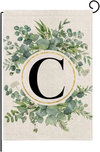 Vista 9 de wyooxoo Bandera de jardín floral con monograma de letra A, de 12 x 18 pulgadas, doble cara para exteriores, familia, apellido, bandera inicial