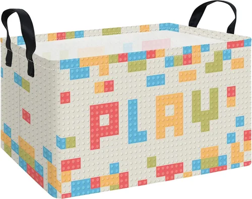 Vista 15 de Cesta de almacenamiento rectangular de tela con organizador de tela para juguetes, libros, ropa, regalos, mascotas - Perfecta para el hogar Rec