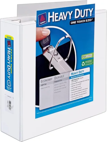 Vista 13 de Avery® Carpeta resistente con 3 anillas, extra ancha, anillos EZD® de 1 pulgada, 1 carpeta blanca (01318)
