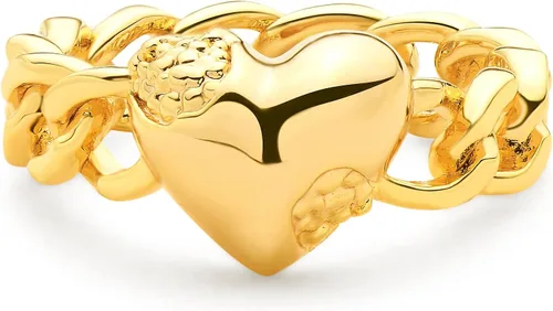 Vista 2 de MEVECCO Gold Dainty Heart Ring 18K Gold Plated Link Band Stackable Minimalist Heart Rings for Women Trendy Fashion Jewelry