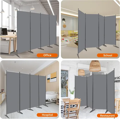 Vista 7 de Divisor de habitación de 6 pies de pantallas plegables de privacidad, 4 paneles divisores de habitación con diseño independiente, divisor de pared