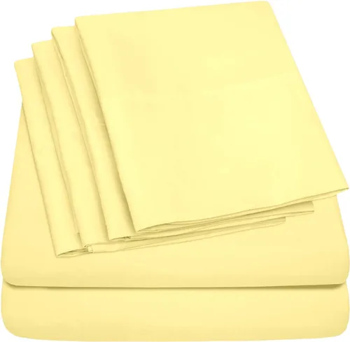 Vista 34 de Juego de sábanas de 4 piezas para camas individuales de 1500 hilos de microfibra de cepillado fino con bolsillo profundo - 1 funda de almohada