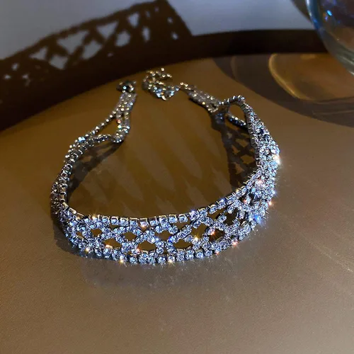 Vista 5 de Missgrace Gargantilla de plata de 3 niveles, collar de cadena de capas delicado collar de cadena simple ajustable con inicial, collar con colgante