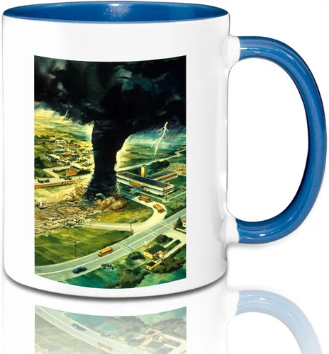 Vista 4 de Sumex Tazas de sublimación de 11 onzas, juego de 12 tazas de café de cerámica para té, leche, café con leche, interior azul y mango