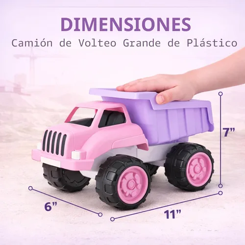 Vista 2 de Liberty Imports Camión volquete grande de plástico en color rosa para niños pequeños y niñas – Volquete inclinable grande, vehículo de juguete