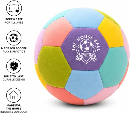 Vista 2 de The House Ball - La pelota de fútbol original suave y segura para interiores, tamaño 4, creada para el interior de tu hogar y patio, sin rozaduras