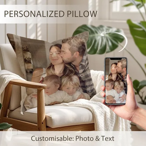 Vista 5 de iDIY Almohada personalizada con imagen personalizada, regalos personalizados con fotos para la familia