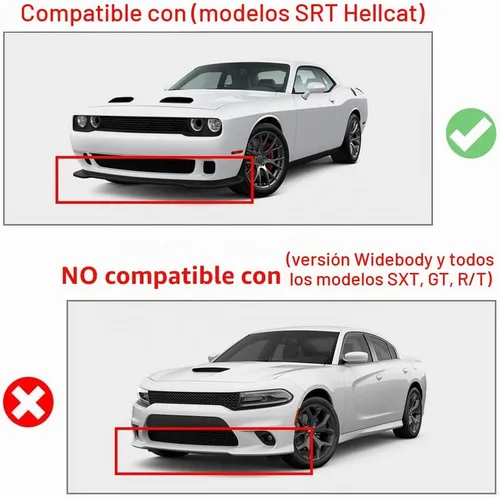 Vista 8 de JDMON Protector de parachoques delantero compatible con Dodge Challenger SRT Hellcat 2015-2021 2015 2016 2017 2018 2019 2020 2021, accesorios SRT