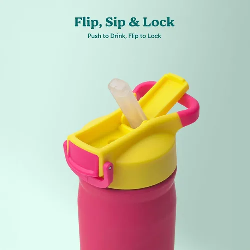 Vista 5 de Reduce Hydrate Pro Kids - Botella de agua aislada de acero inoxidable de 14 onzas con pajilla, vaso a prueba de derrames para niños, retención