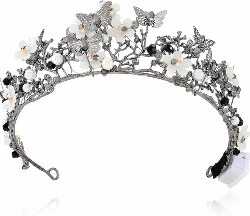 Vista 21 de Brishow Tocado de quinceañera con coronas de reina y mariposas doradas para mujer