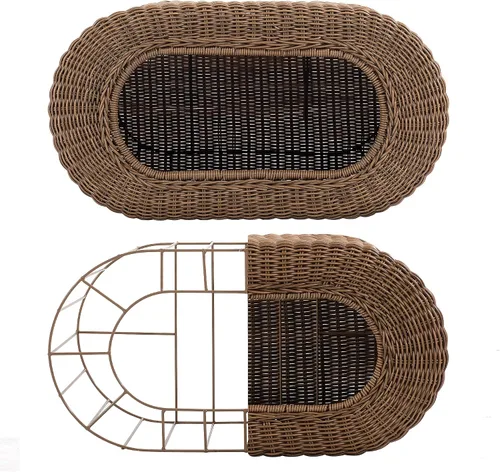 Vista 5 de Divertida casa apilable de mimbre para gatos, casa interactiva de ratán para gatos de interior, para gatos de interior, entrada de casa