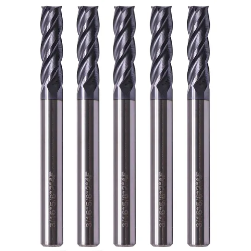 Vista 15 de BestParts 5 fresas cuadradas de carburo sólido de alto rendimiento, revestimiento AlTiN, 4 flautas, hélice de 30 grados, diámetro de corte de 1/2