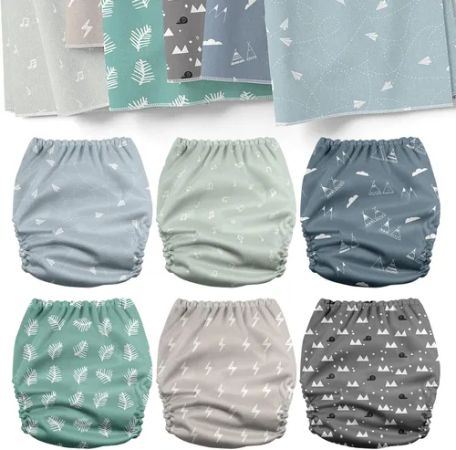 Vista 2 de Mama Koala Pañales de tela para bebé 3.0 con 6 insertos, con 2 bolsas reutilizables para húmedo y seco