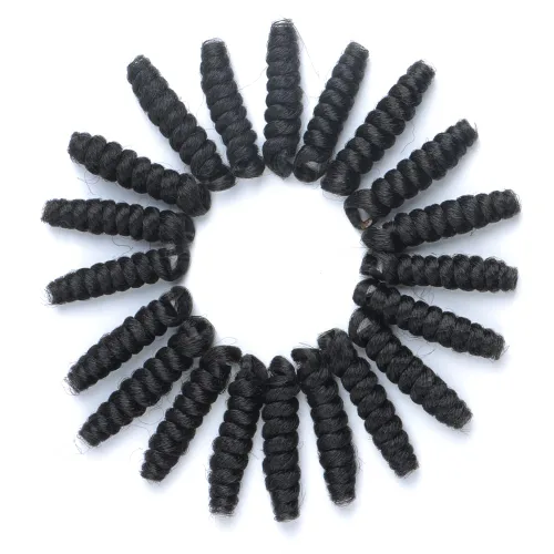 Vista 2 de Saniay - 3 paquetes de trenzas de ganchillo cortas trenzadas de ganchillo con espiral, rizos con espiral jamaicana, 20 mechones por paquete