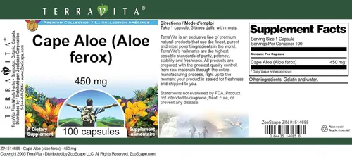 Vista 4 de Aloe del Cabo (Aloe ferox) - 450 mg (100 Cápsulas, ZIN: 514685)