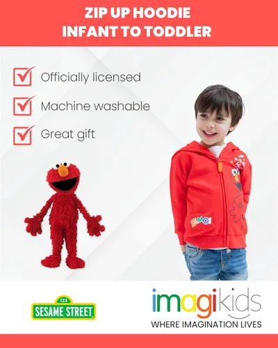 Vista 3 de Sesame Street Elmo - Sudadera con capucha de forro polar con cremallera para bebés y niños