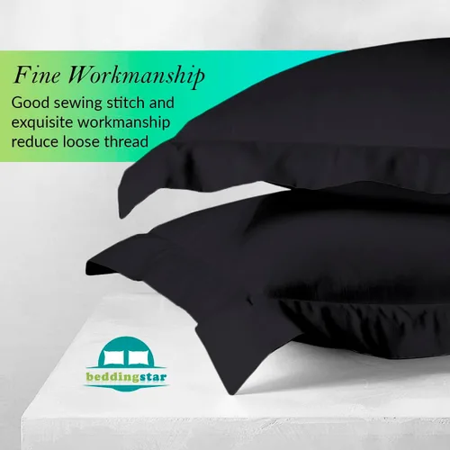 Vista 5 de Euro Sham Covers - Juego de 2 fundas de almohada de 24 x 24 pulgadas, color negro, 600 hilos, 100% algodón egipcio, paquete de 2 fundas de almohada