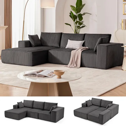 Vista 22 de Sofá seccional modular de 108", sofá seccional Cloud con asiento profundo, sofá modular moderno en forma de L con chaise, sofás tapizados sin Beige
