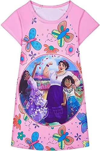 Vista 2 de Vestido de niña pequeña de manga corta cuello redondo sin mangas