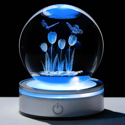 Vista 12 de Movdyka Figura de bola de cristal de mariposa 3D, regalos de mariposas de vidrio para mujeres, mamá, mejores amigas, luz nocturna, estatua
