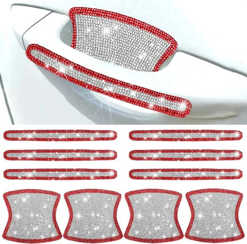 Vista 9 de BetterJonny 10 unidades de protector contra arañazos de cristal, protector contra arañazos de diamantes para coche para mujeres y niñas (plata)