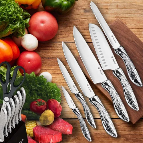 Vista 6 de Juego de cuchillos para cocina con bloque, juego de cuchillos de cocina de 14 piezas con afilador integrado, cuchillos de cocina profesionales