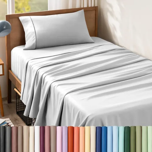 Vista 45 de Bare Home Juego de Sábanas Twin - Sábanas de Cama de Microfibra Ultra-Suave 1800 - Doble Cepillado - Bolsillos Profundos - Ajuste Fácil - Extra