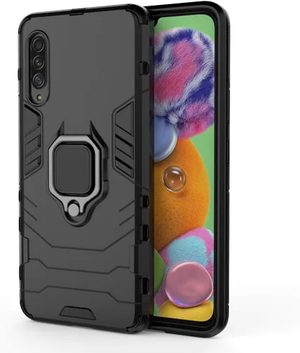 Vista 5 de Compatible con Samsung Galaxy A90 5G, soporte de anillo de metal, a prueba de golpes, parachoques duro