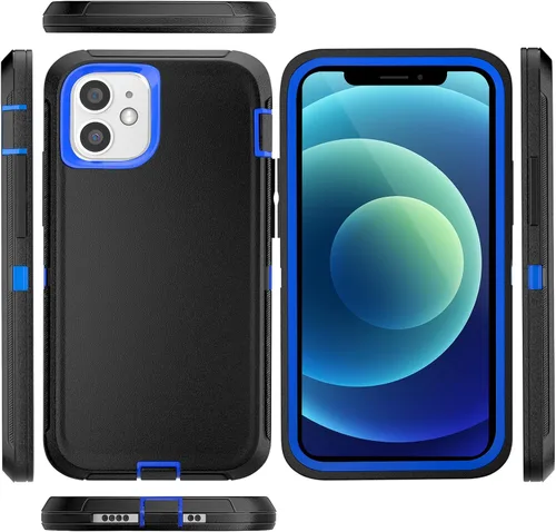 Vista 2 de Funda para iPhone 12 Mini con funda de clip para cinturón y 2 protectores de pantalla, funda de protección completa resistente de grado militar a