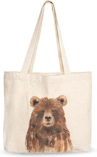 Vista 12 de Bolsa de lona, diseño animal, refuerzo resistente, 100% algodón natural, para compras, comestibles, computadora portátil., XL, Bolso grande de lona