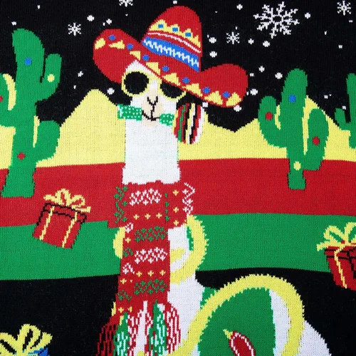 Vista 3 de RAISEVERN Suéter feo de Navidad para mujer, suéter de punto de manga larga, cuello redondo