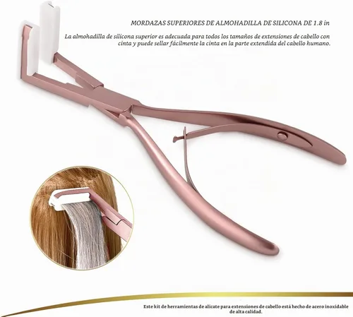 Vista 4 de EHDIS Cinta en extensiones de cabello Alicates de acero inoxidable Extensiones de superficie plana Cinta de sellado de cinta Alicates Herramienta